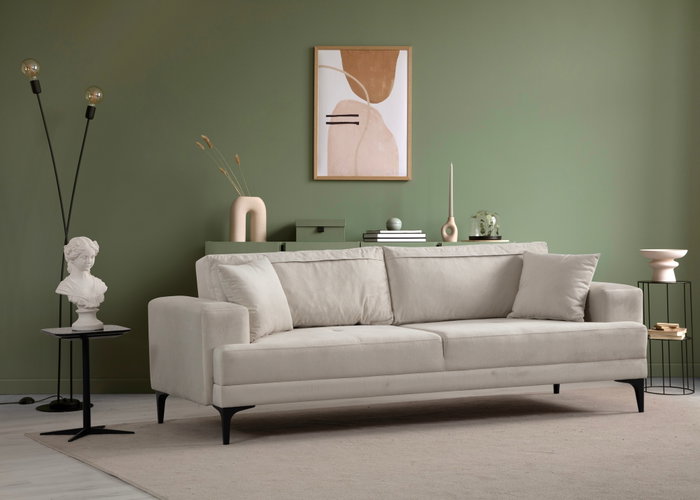 Atelier Del Sofa Sofá de 3 Plazas Astana 3 Seater - Ecru, Largo 234cm, Ancho 100cm, Alto 78cm
